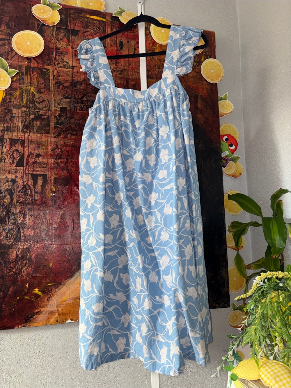 A New Day Size XXL Light Blue Floral Sleeved Sundress